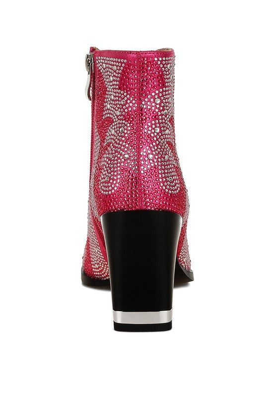 Mugler Rhinestones Embellished Ankle Boots - FamilyClothes