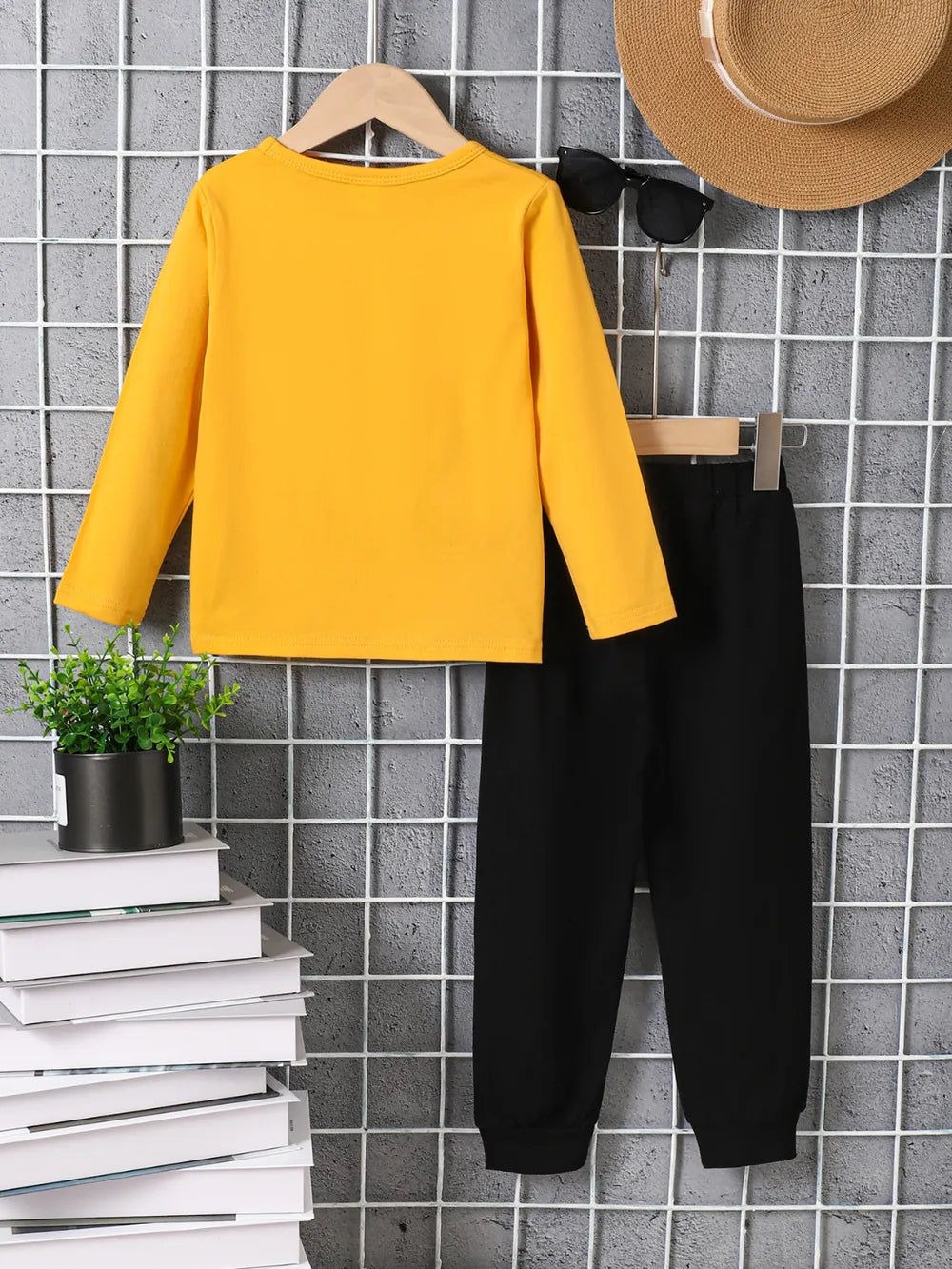 Kids Graphic Round Neck Long Sleeve Top and Pants Set - FamilyClothes