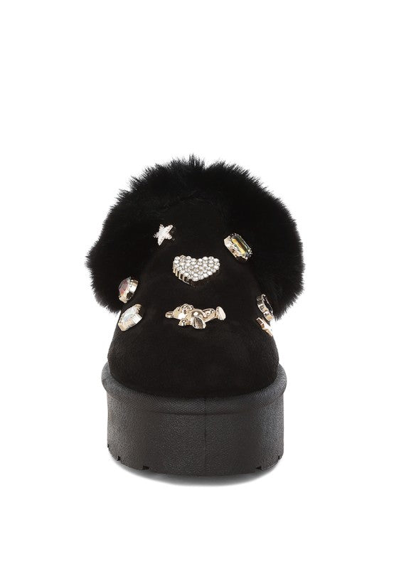 Zeta Charm Detail Slip On Snow Boots - FamilyClothes