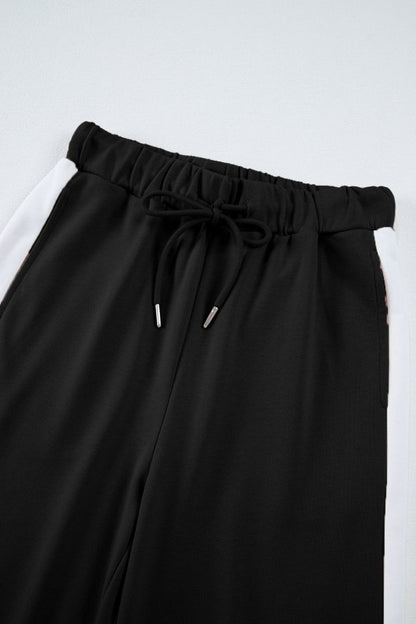 Varsity Stripe Patchwork Pullover and Pant Set - FamilyClothes