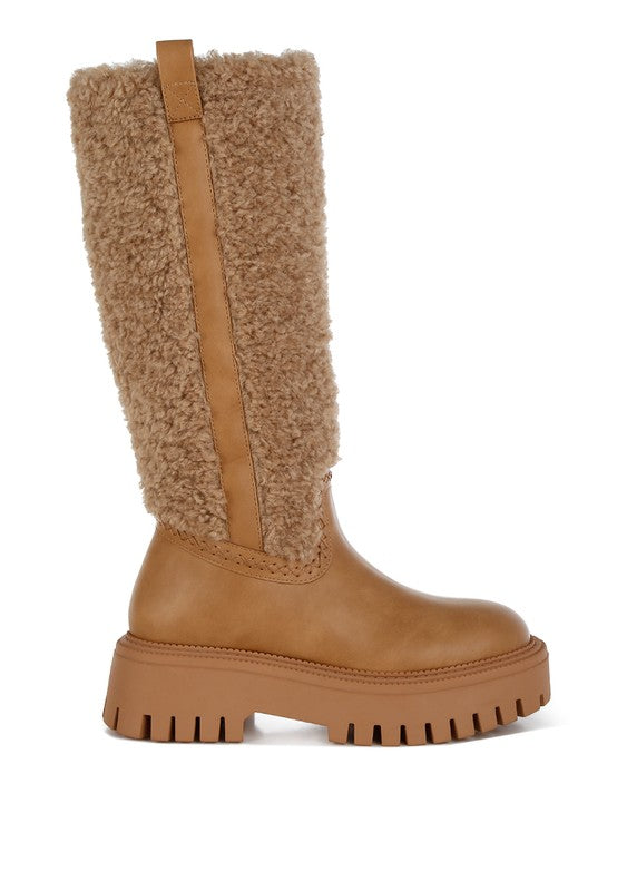Lapland Fur Detail Calf Length Boots - FamilyClothes