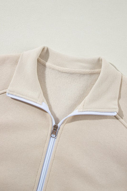 Solid Zip-Up Jacket and Drawstring Pants Set - FamilyClothes