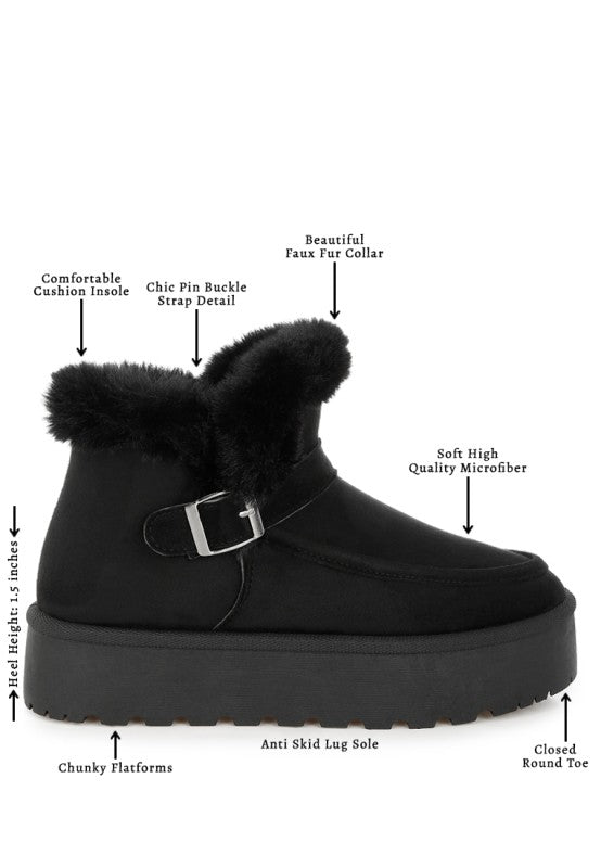 Linka Pin Buckle Detail Snow Boots - FamilyClothes