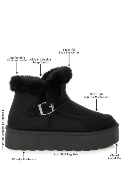 Linka Pin Buckle Detail Snow Boots - FamilyClothes