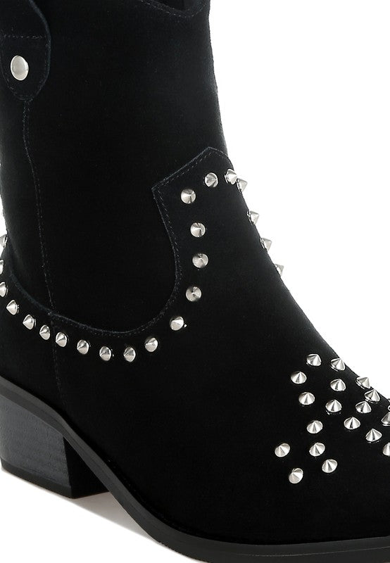 Hira Studs Embellished Cowboy Boots - FamilyClothes