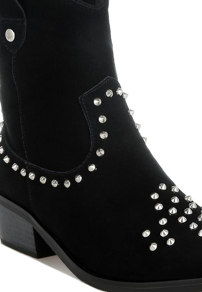 Hira Studs Embellished Cowboy Boots - FamilyClothes