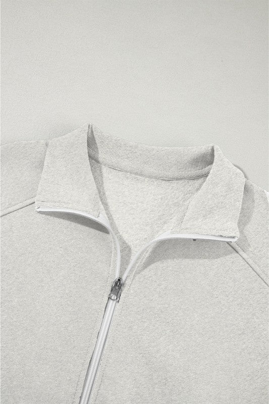 Solid Zip-Up Jacket and Drawstring Pants Set - FamilyClothes