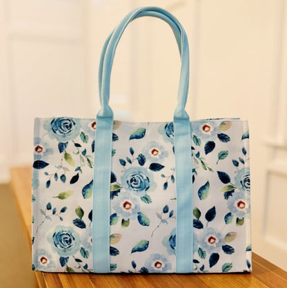 Bloom Blue Floral Couture Tote - FamilyClothes