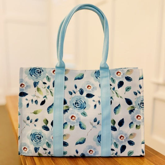 Bloom Blue Floral Couture Tote - FamilyClothes