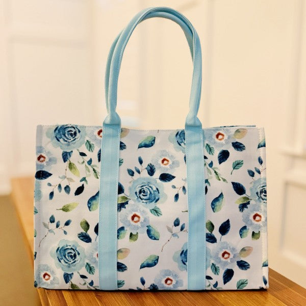 Bloom Blue Floral Couture Tote - FamilyClothes