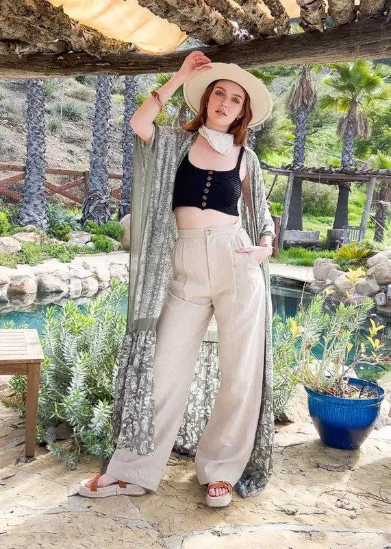 Paisley Tapestry Free Flow Kimono - FamilyClothes