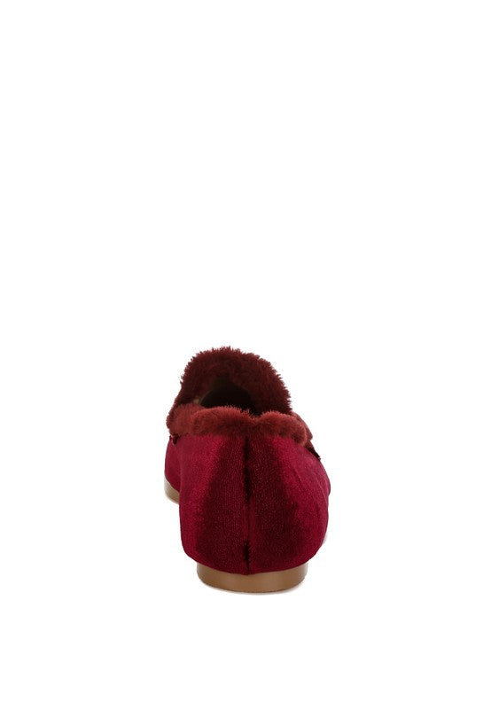 Bastian Fur Detail Velvet Loafers - FamilyClothes