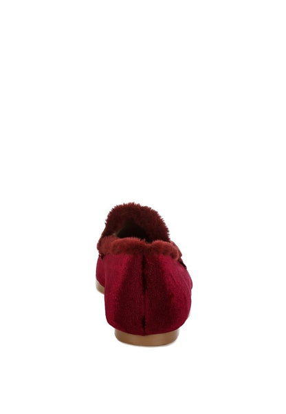 Bastian Fur Detail Velvet Loafers - FamilyClothes