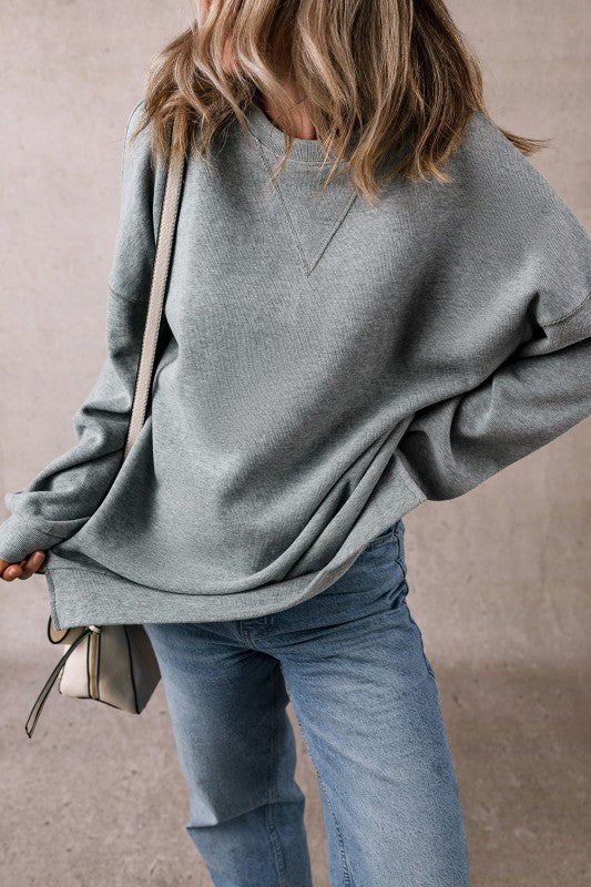 Rorivina Drop Shoulder Oversized Sweatshirt - FamilyClothes