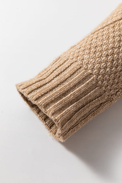 Coffee Knit Sweater Dress - Cable Knit Drop Shoulder Loose Fit Design - FamilyClothes