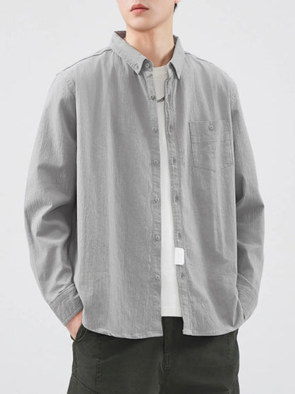 Men's Plus Size Button Up Long Sleeve Shirt - FamilyClothes