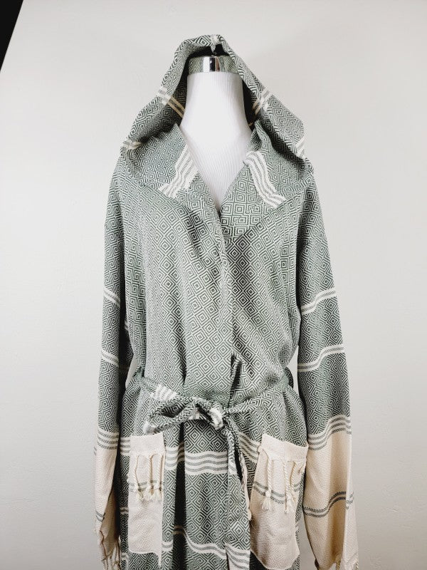 Unisex Beach Spa Robe with Pockets - Dark Color - FamilyClothes