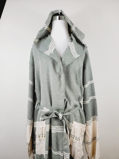 Unisex Beach Spa Robe with Pockets - Dark Color - FamilyClothes