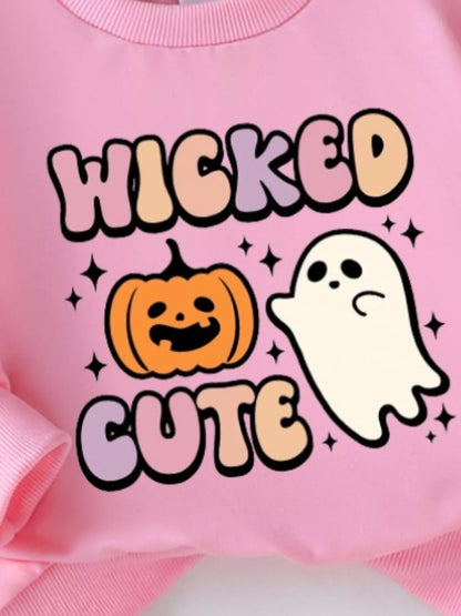 Children's Halloween Graphic Sweatshirt and Flare Pants Set - FamilyClothes