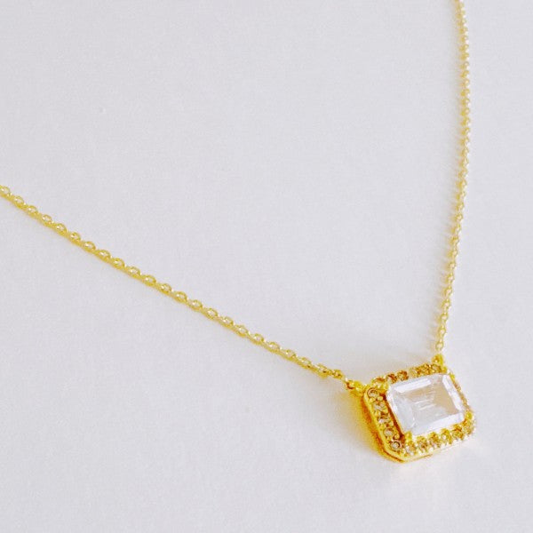 Radiant Emerald Cut Pendant Necklace - FamilyClothes