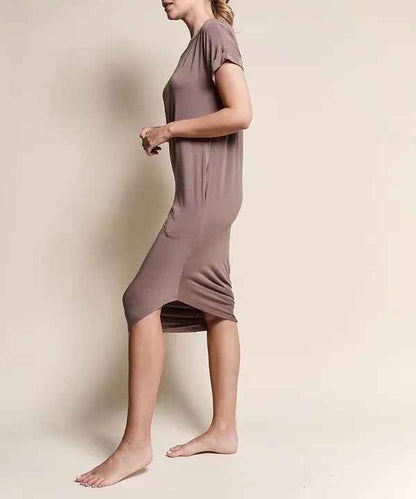 BAMBOO ASYMMETRIC DOLMAN DRESS WITH POCKETS - FamilyClothes