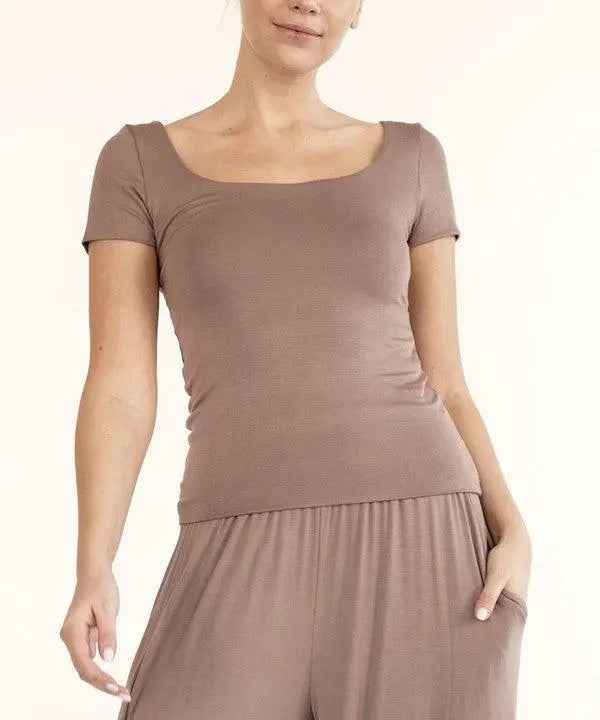 BAMBOO DOUBLE LAYERED CAP SLV TOP - FamilyClothes