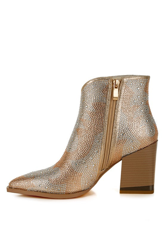 Mugler Rhinestones Embellished Ankle Boots - FamilyClothes