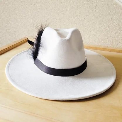Black Leather Hat Band w/ Feather Accents - FamilyClothes