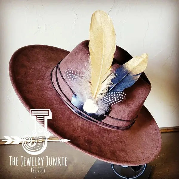 BlackGold Feather&Turq Slab Hatband Choice Hat - FamilyClothes