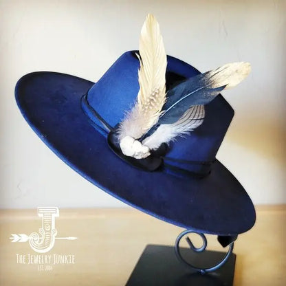 BlackGold Feather&Turq Slab Hatband Choice Hat - FamilyClothes