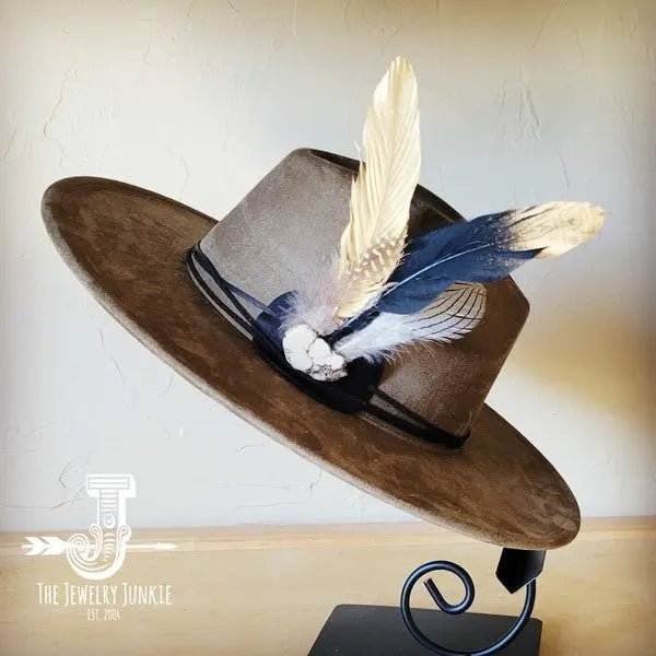 BlackGold Feather&Turq Slab Hatband Choice Hat - FamilyClothes