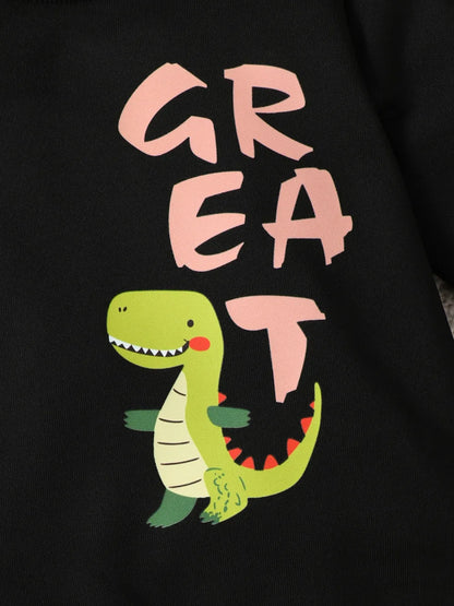 Children's Dinosaur Graphic Sweatshirt and Pants Set - FamilyClothes