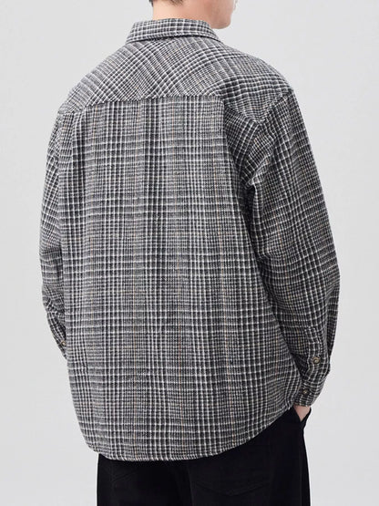 Men's Plus Size Plaid Button Up Long Sleeve Shirt - FamilyClothes