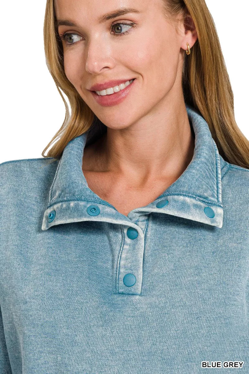 Fleece High Neck Sweatshirt with Kangaroo Pocket - FamilyClothes