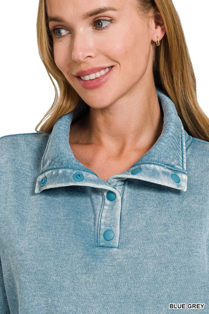 Fleece High Neck Sweatshirt with Kangaroo Pocket - FamilyClothes