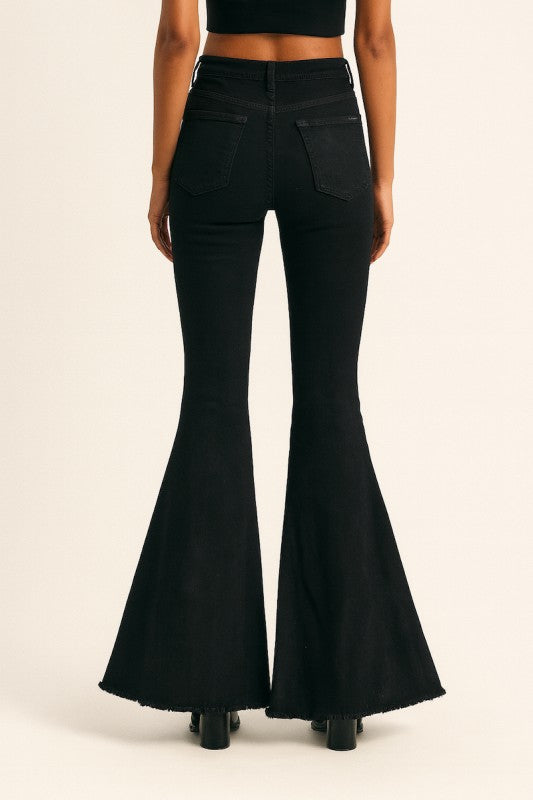 Wild West Bell Bottom Pants in Black and Red with Studded Detailing - FamilyClothes