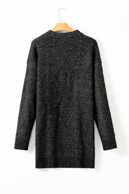 Cable Knit Drop Shoulder Sweater Dress - FamilyClothes