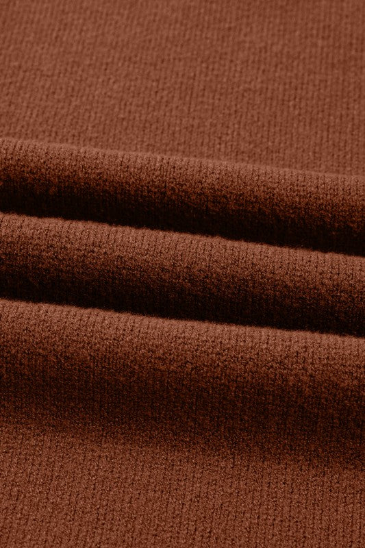 Solid Ribbed Mock Neck Sweater Dress - FamilyClothes