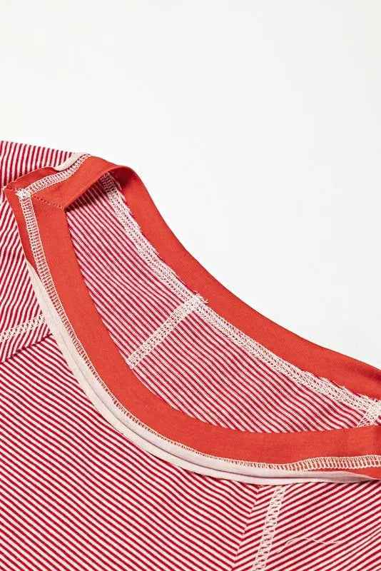 Color Block Floral Tunic Top - Stripe Dolman Style for Effortless Elegance - FamilyClothes