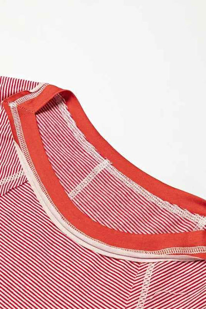 Color Block Floral Tunic Top - Stripe Dolman Style for Effortless Elegance - FamilyClothes