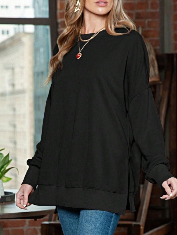 Cotton Acid Mineral Drop Shoulder Relax Sweatshirt - FamilyClothes