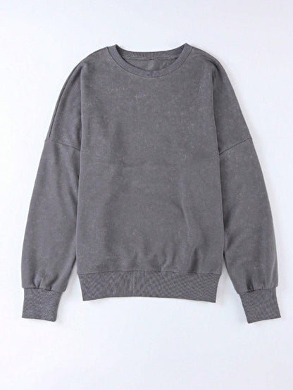 Cotton Acid Mineral Drop Shoulder Relax Sweatshirt - FamilyClothes