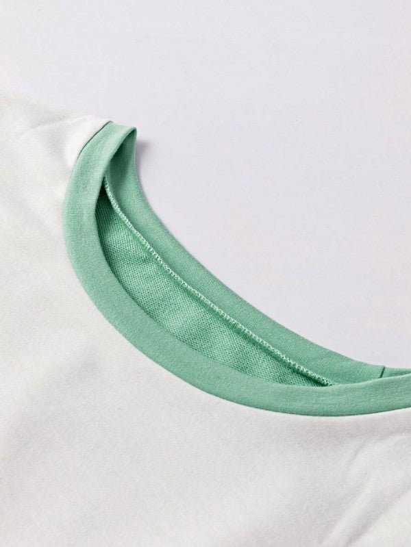 Cotton Stitching Irregular Hem Block  Pullover - FamilyClothes