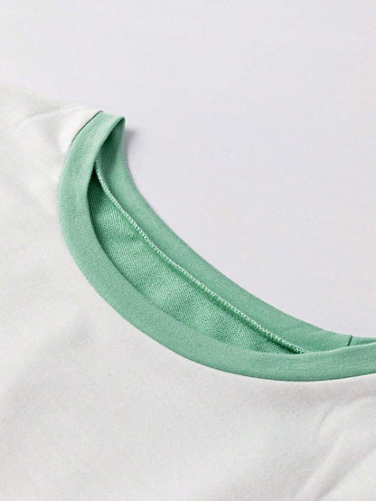 Cotton Stitching Irregular Hem Block  Pullover - FamilyClothes