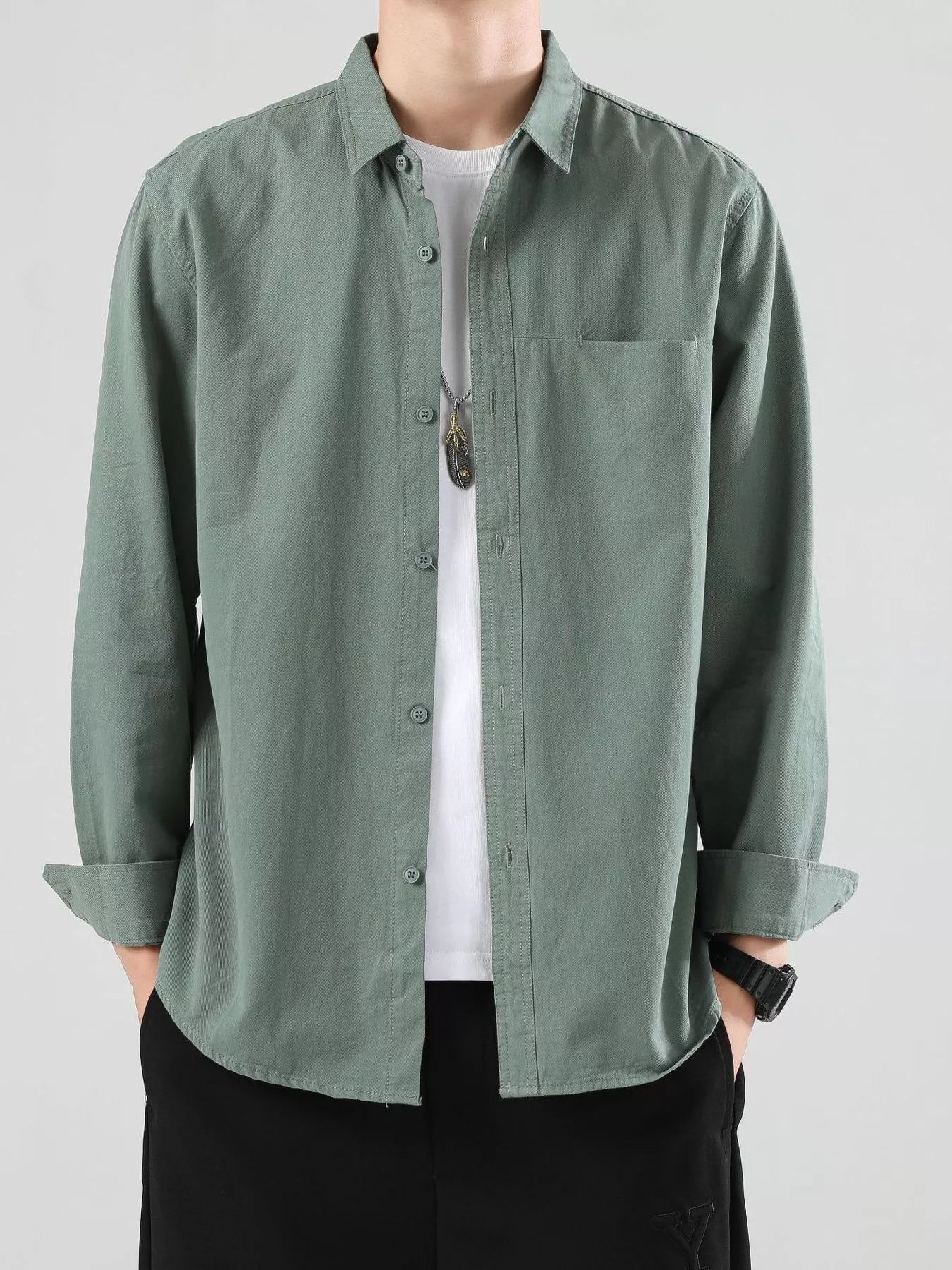 Men's Full Size Button-Up Casual Shirt Plus Size - FamilyClothes