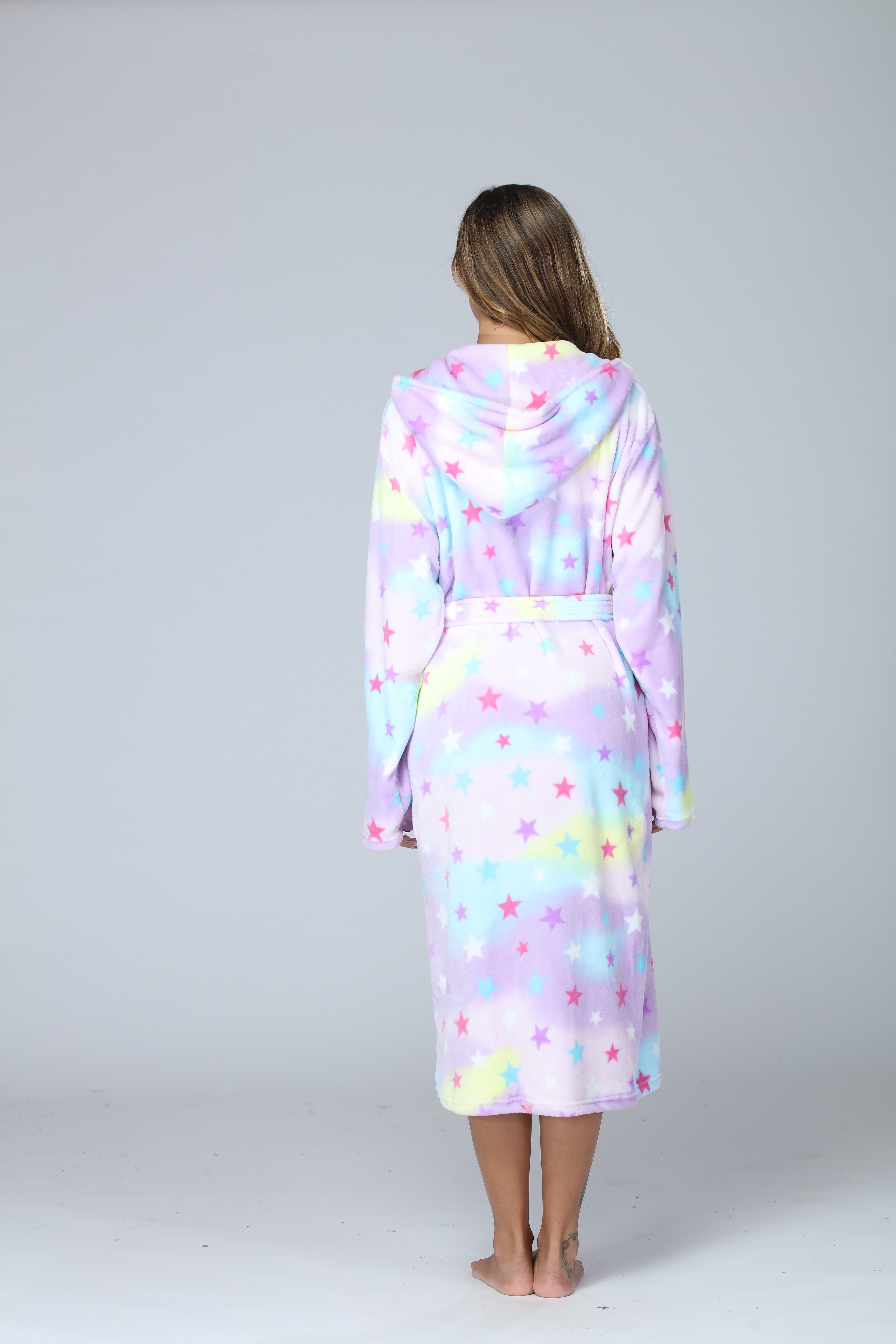 RONGTAI Fleece Bathrobe for Ladies - Cozy Long-Length Comfort - FamilyClothes