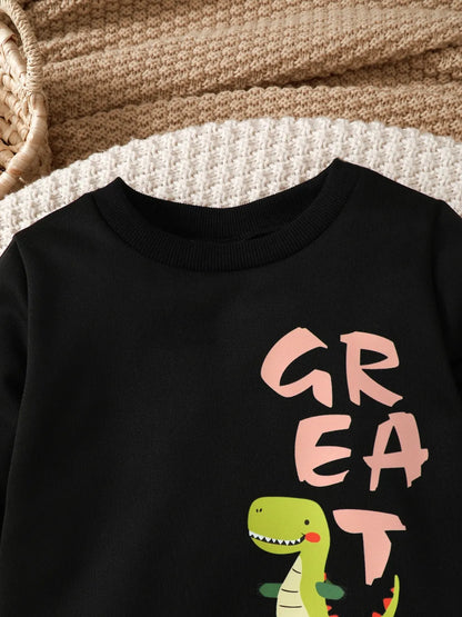 Children's Dinosaur Graphic Sweatshirt and Pants Set - FamilyClothes