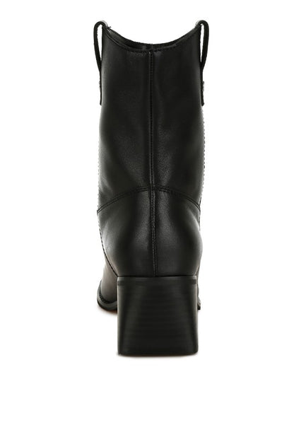 Iliad Genuine Leather Metallic Accent Ankle Boots - FamilyClothes