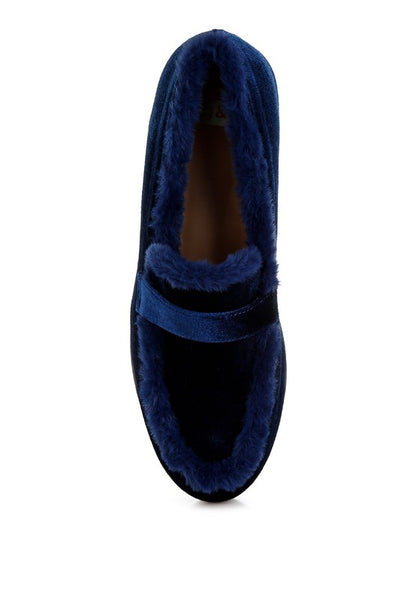 Bastian Fur Detail Velvet Loafers - FamilyClothes