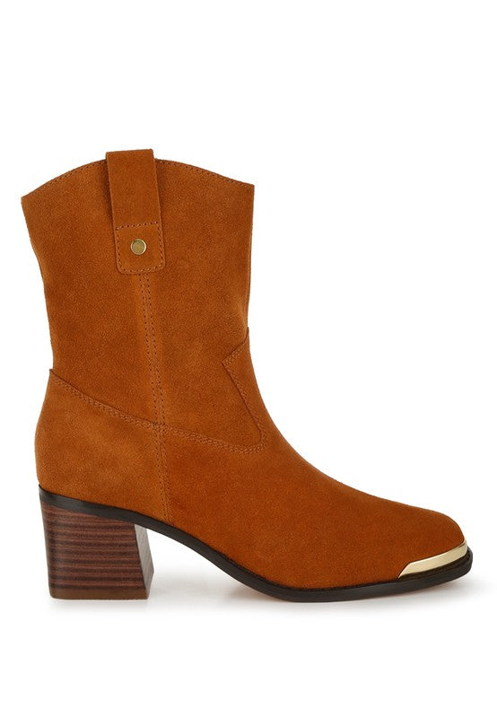 Emberly Suede Square Toe Ankle Boots - FamilyClothes